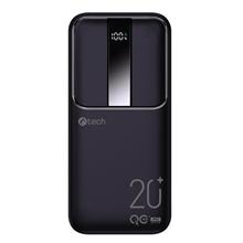 C-TECH Powerbanka 20000mAh, Li-Pol, 22,5W, USB-C/USB-A/micro USB/PD/Quick charge/display