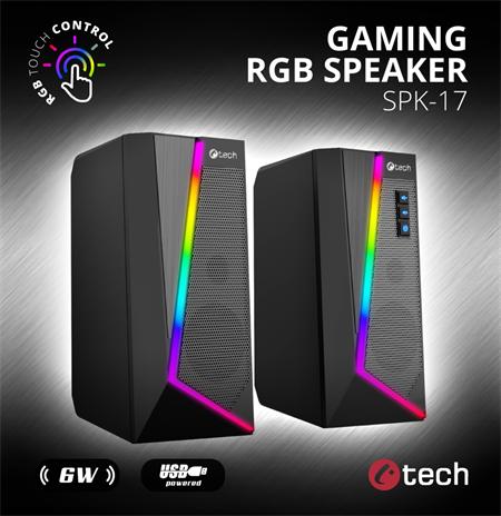 C-TECH reproduktory SPK-17, 2.0, 6W, RGB