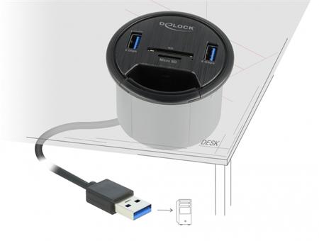 Delock 2 Port Tisch-Hub 2 x SuperSpeed USB Typ-A