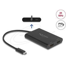 Delock Adaptér z USB Type-C™ na 2 x HDMI, 4K 60 Hz, s grafikou DisplayLink® a USB PD