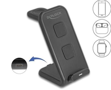 Delock Bezdrátová nabíječka 3 v 1 se 2 nabíjecími