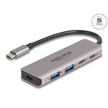 Delock Dvouportový rozbočovač sítě USB 5 Gbps se dvěma porty USB Type-C™, se dvěma porty Typu-A a s konektorem USB Type