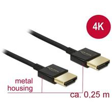 Delock Kabel High Speed HDMI s Ethernetem - HDMI-A samec > HDMI-A samec 3D 4K 0,25 m Slim High Quality