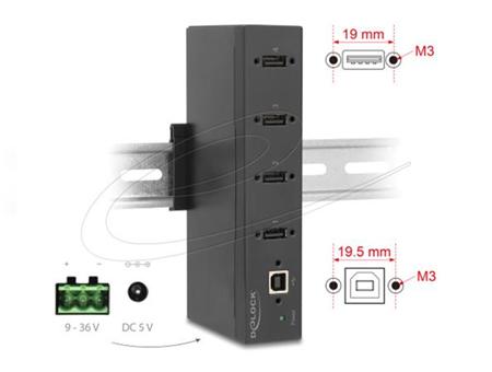 Delock Průmyslový rozbočovač ze 4 x USB 2.0 Typ-A