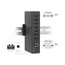 Delock Průmyslový rozbočovač ze 7 x USB 2.0 Typ-A s ochranou proti elektrostatickému výboji (ESD) až 15 kV ,DIN