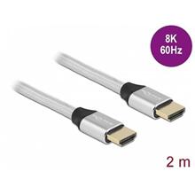 Delock Ultra vysokorychlostní HDMI kabel, 48 Gbps, 8K 60 Hz, stříbrná 2 m certifikovaný