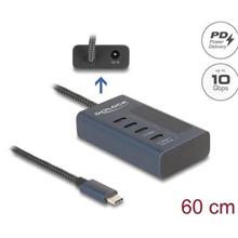 Delock USB 10 Gbps Hub se 4 porty USB Type-C™, z nichž 3 x datové porty a 1 x datový port s napájecím výkonem až 20 W