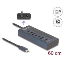 Delock USB 10 Gbps Hub se 7 porty USB Type-C™, z nichž 6 x datové porty a 1 x datový port s napájecím výkonem až 20 W