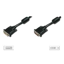 Digitus DVI extension cable, DVI(24+1), 2x ferrit M/F, 5.0m, DVI-D Dual Link, bl