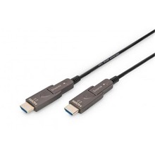 Digitus Kabel HDMI AOC (aktivní optický), typ A, odpojitelný M/M, 15,0 m, Ultra HD, 4K@60 Hz, pozlacený, černý