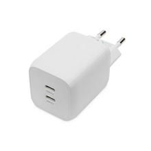 DIGITUS Miniaturní nabíječka USB-C, 2portová, 65W 2x USB-C, 45W+20W, bílá.
