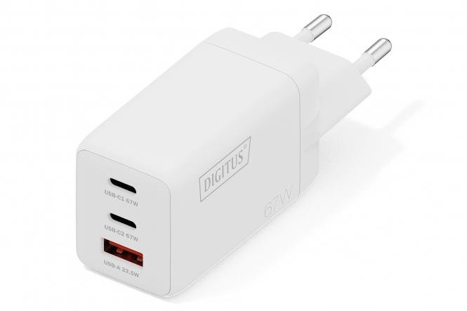 DIGITUS USB Nabíječka GaN 67W, 2x USB-C, 1x