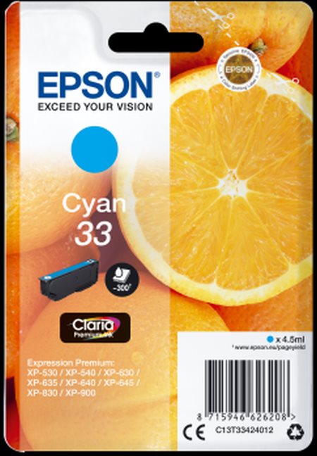 Epson Singlepack Cyan 33 Claria Premium