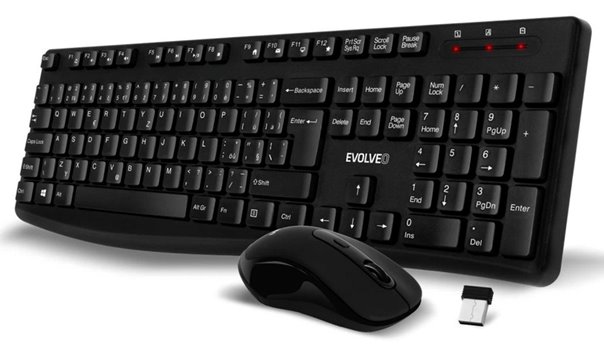 EVOLVEO K1050, bezhlučný set bezdr. klávesnice a