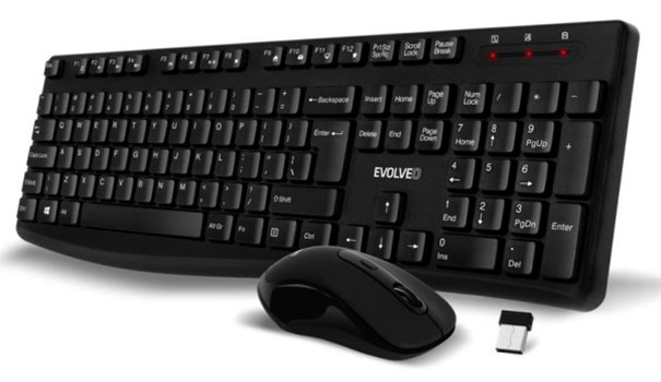 EVOLVEO K1050, bezhlučný set bezdr. klávesnice a