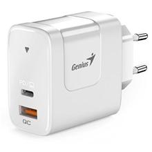 Genius PD-65AC, Napájecí adaptér, univerzální, 65W, 1× USB-C, 1× USB, PD 3.0, QC 3.0, bílý