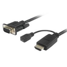 PremiumCord kabelový převodník HDMI na VGA s napájecím micro USB konektorem - černý