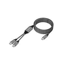 PremiumCord USB-C Inteligentní rychlo nabíjecí kabel s chytrým rozdělením výkonů 1m