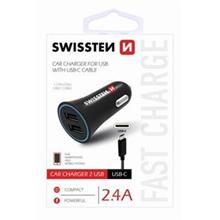 SWISSTEN CAR CHARGER 2,4A POWER WITH 2x USB +