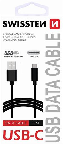 SWISSTEN DATA CABLE USB / USB-C 3.1 1,5M BLACK (9mm)