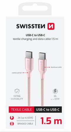 SWISSTEN DATOVÝ KABEL TEXTILE II USB-C / USB-C