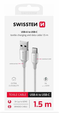 SWISSTEN DATOVÝ KABEL TEXTILE II USB / USB-C 1,5