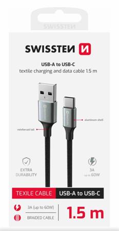 SWISSTEN DATOVÝ KABEL TEXTILE II USB / USB-C 1,5
