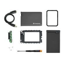 Transcend StoreJet 25CK3 externí rámeček pro 2.5" HDD/SSD, SATA III, USB 3.0, gumové pouzdro, šedý